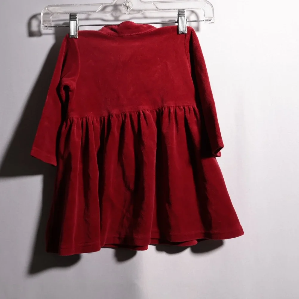 VTG Baby Gap Red Velvet Mandarin Collar Dress Girls 18 24‎ Months
